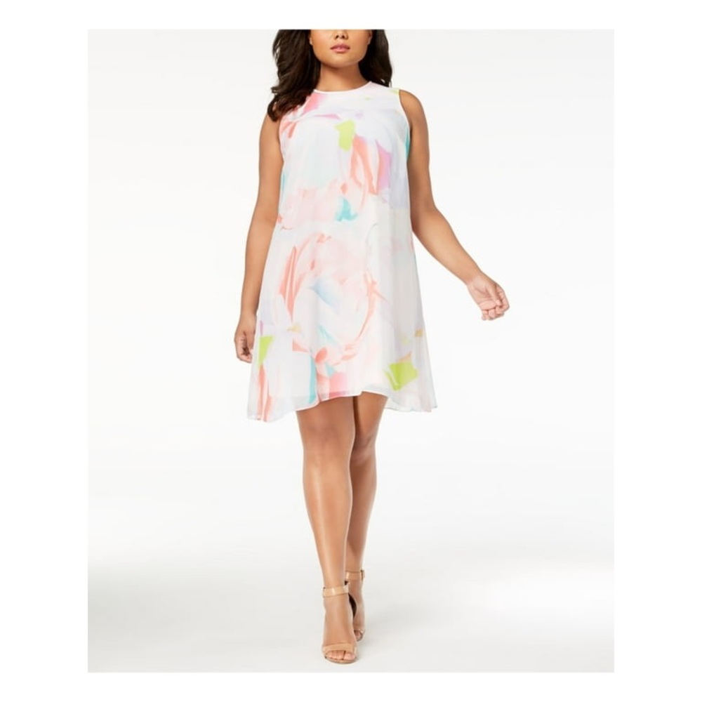 NWOT CALVIN KLEIN GORGEOUS FLORAL FLORAL PRINT ABOUT KNEE DRESS SIZE 16W
